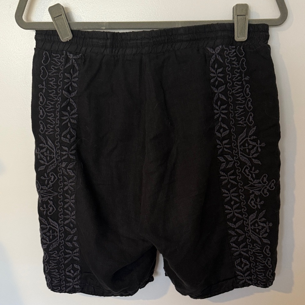 Johnny Was Black Embroidered Shorts
